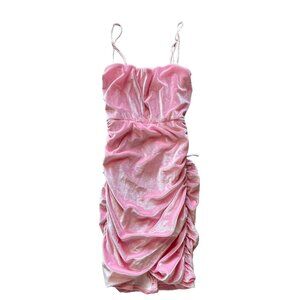 Lucy In The Sky- Ruched Halter Dress velvet Pink Size Medium